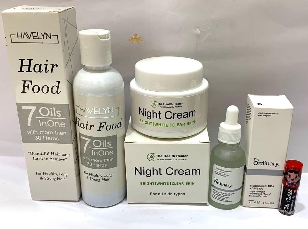 3-in-1 Skincare & Haircare Beauty Bundle | Hair Oil, Niacinamide Serum & Night Cream for Radiant Skin & Strong Hair