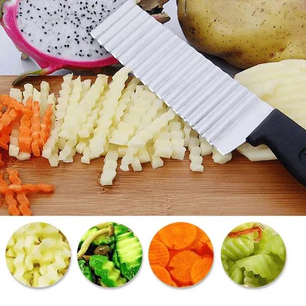 Professional Grade Potato & Vegetable Cutter – Durable Black Stainless Steel Design