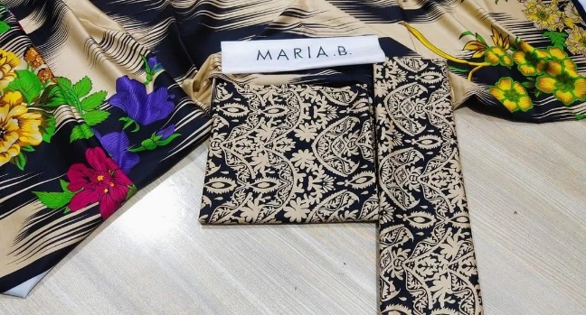 Maria B. Linen 3 Piece Unstitched Suit – Winter Collection Digital Printed Black