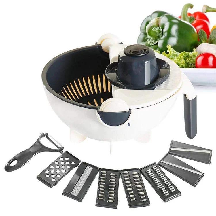 Multi-Use Vegetable Cutter with Drain Basket – White Plastic Kitchen Chopper for Slicing, Dicing & Grating | Best Price in Pakistan