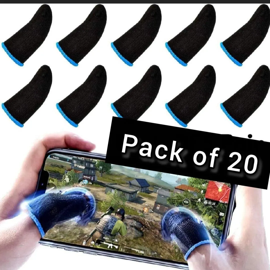 Gaming Thumb Sleeves Pack of 20 | Anti-Sweat, Ultra-Smooth for PUBG, Free Fire & Mobile Gaming