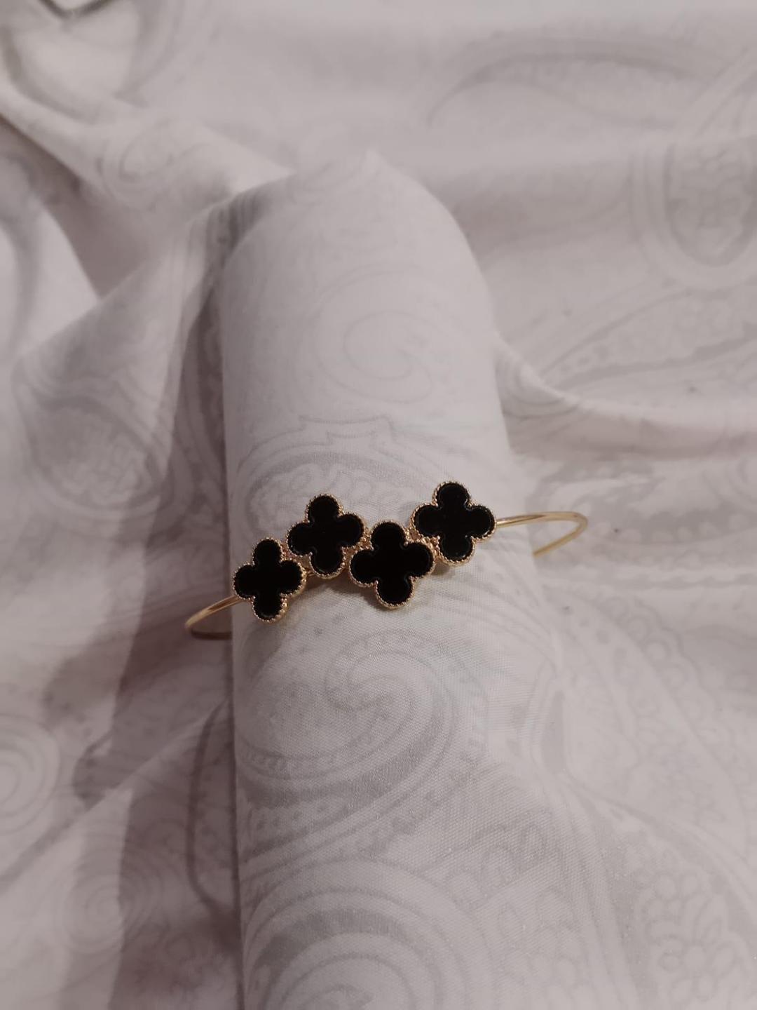 Antique Gold Plated Stainless Steel Kara Bracelet for Women with Artificial Stones