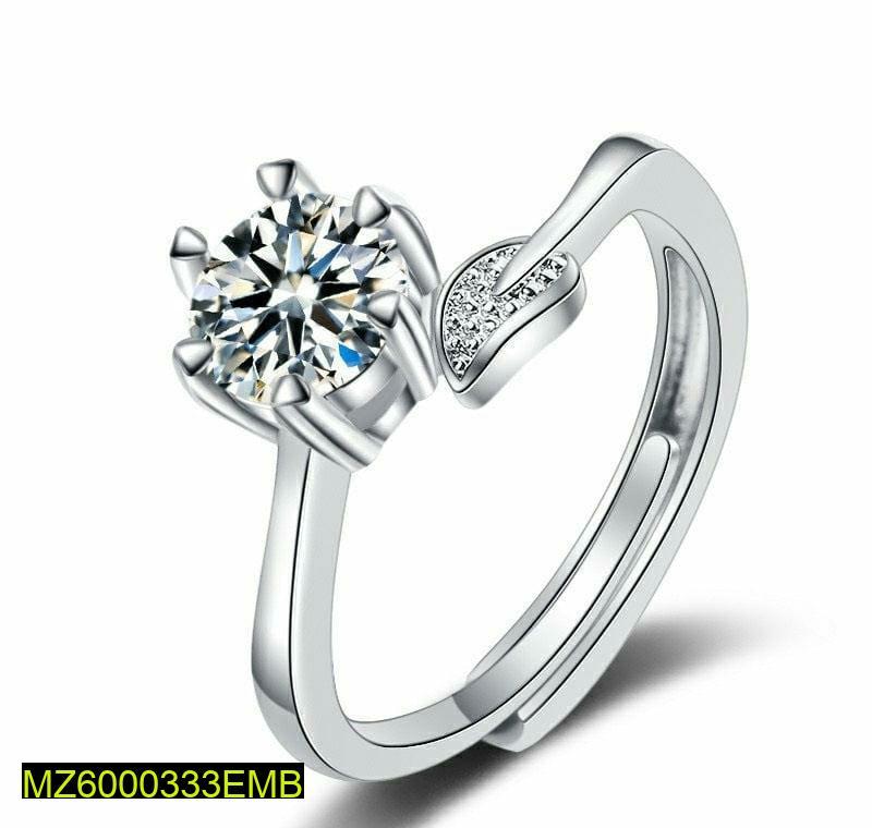 Elegant Adjustable Cubic Zirconia Ring for Women & Girls – Silver Plated Trendy Fashion Jewelry