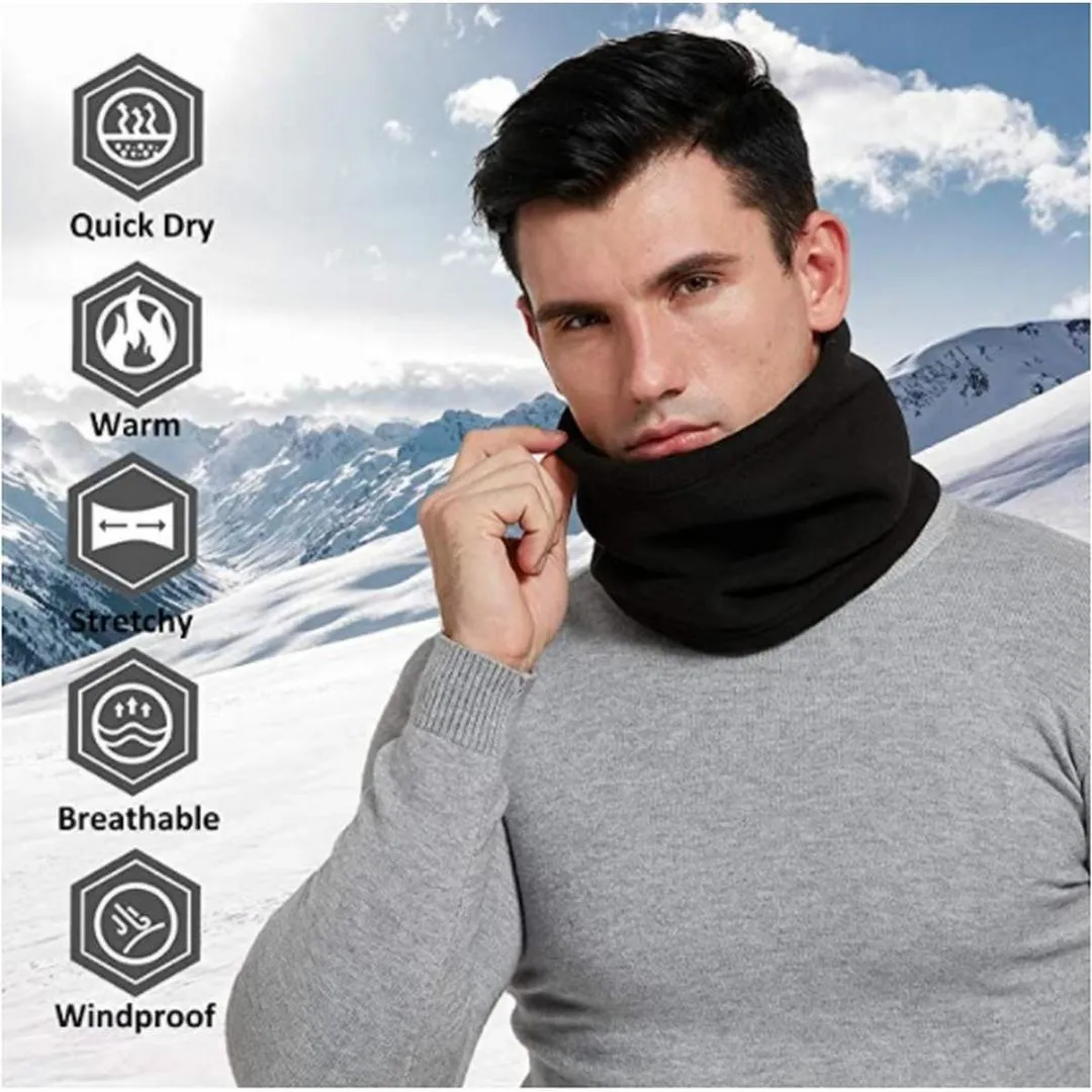 1 Pc Fleece Neck Warmer for Men & Women – Soft, Warm Winter Thermal Neck Cover (Black)