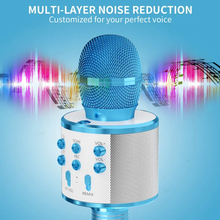 Wireless Bluetooth Karaoke Microphone for Kids and Adults, Portable Handheld Singing Mic, Fun Gift for Boys and Girls