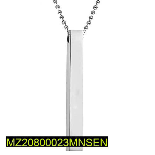 Pack of 2 Stainless Steel Vertical Bar Necklaces – Elegant Silver & Black Pendant Jewelry for Men & Women