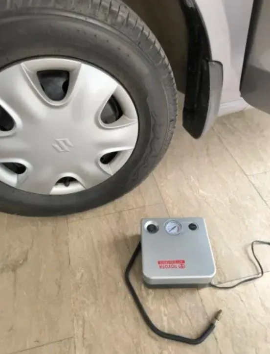 Toyota Tire Inflator DC 12V Portable Air Compressor 80 PSI - Car Tire Pump with Digital Gauge, 3 Nozzles & Carry Bag for Car, Motorcycle, Bicycle - Model AC595