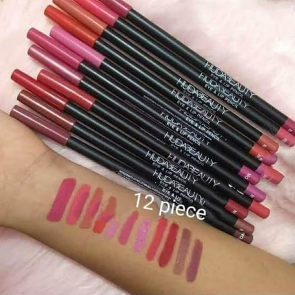 Velvet Matte Hydrating Lip Pencil Set – Smooth Cream Texture, Smudge-Proof Finish (Pack of 12)
