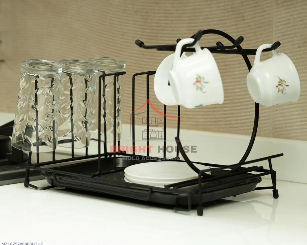 Sleek Black Cup Organizer – Heavy-Duty, Non-Slip Base, Under-Cabinet Friendly | Best Price in Pakistan