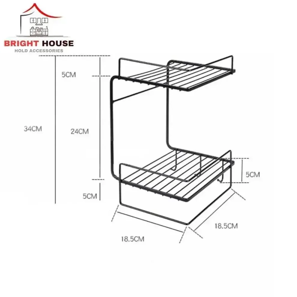 Premium 2-Tier Iron Mug Stand – Durable Kitchen Cup Organizer Rack with Space-Saving Black Finish for Home & Office Use in Pakistan