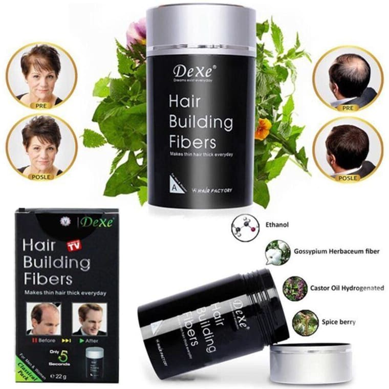 Dark Brown Hair Building Fibers for Instant Thicker Hair – Natural-Looking Hair Loss Concealer for Men & Women