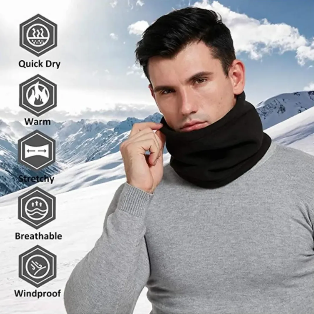 1 Pc Fleece Neck Warmer for Men & Women – Soft, Warm Winter Thermal Neck Cover (Black)