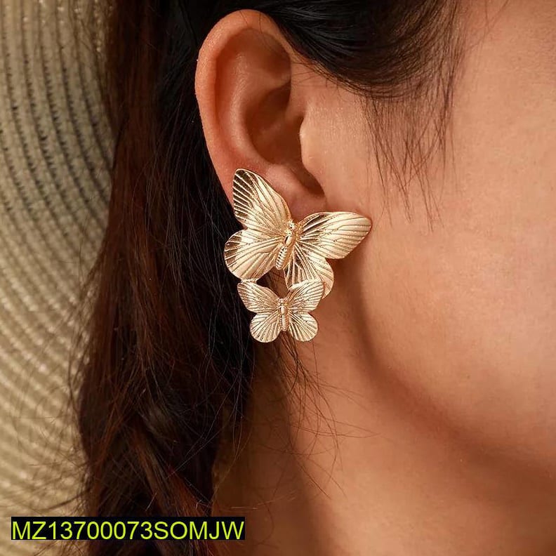 Elegant Gold Plated Butterfly Drop Earrings – Korean & Western Style Lightweight Fashion Jewelry for Women & Girls in Pakistan