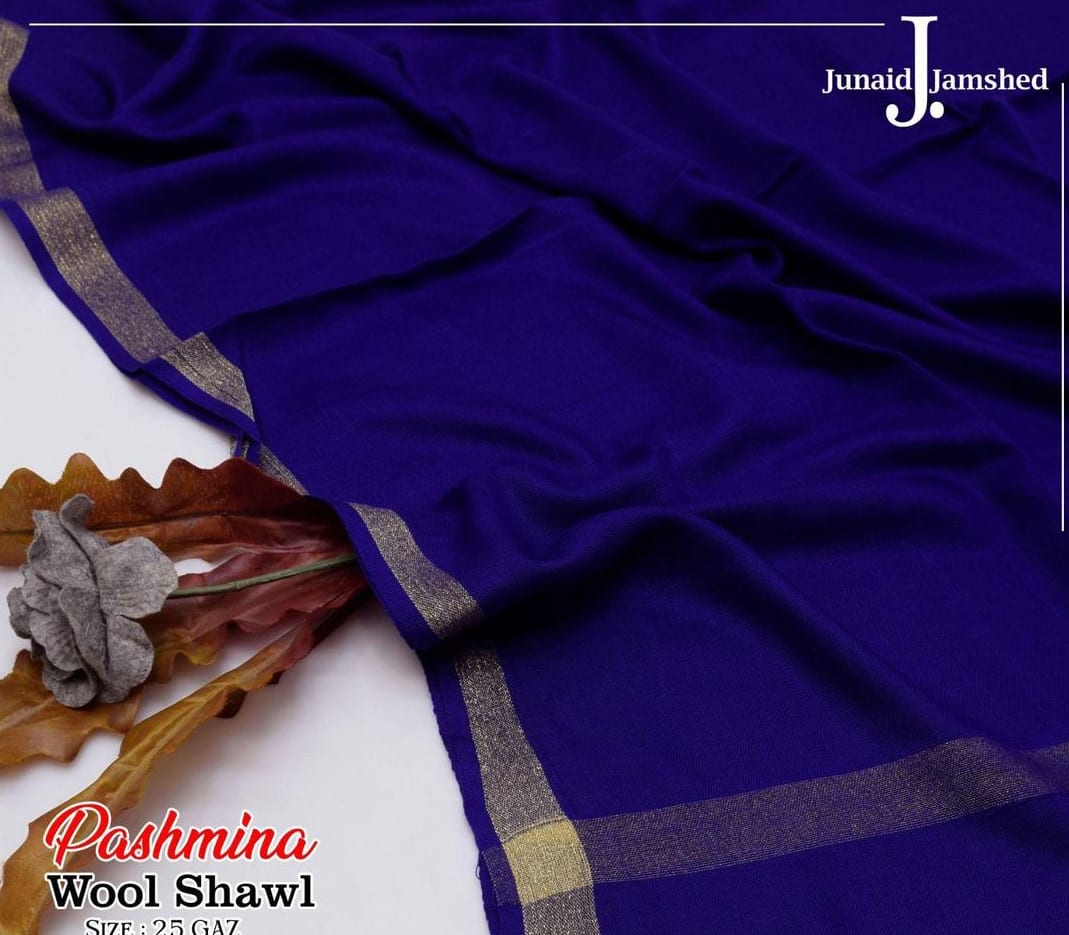 Women’s Plain Blue Pashmina Shawl – Soft & Elegant Winter Wrap