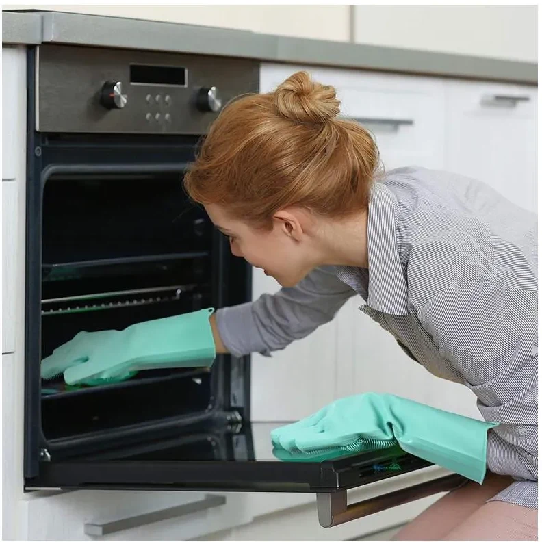 Heat-Resistant Silicone Kitchen Gloves - 2-Piece Non-Slip Oven Mitts for Cooking & Grilling