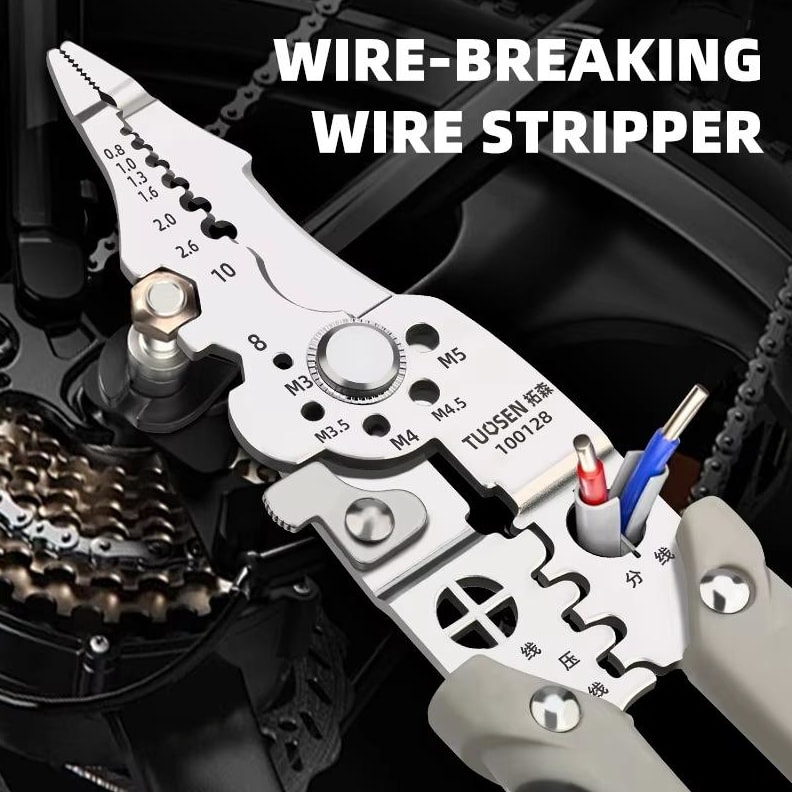 Heavy-Duty Chrome Vanadium Steel Wire Cutters - Precise Industrial Cutting Tool, Grey