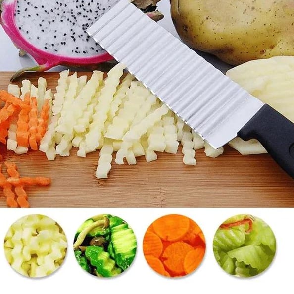 Professional Grade Potato & Vegetable Cutter – Durable Black Stainless Steel Design