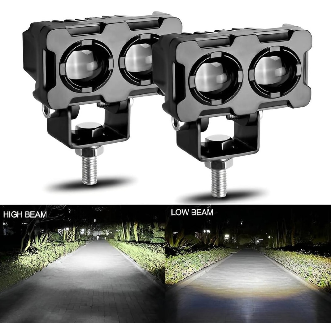 Motorcycle Robot Dual Color LED Driving Lights – Waterproof High-Intensity White & Yellow Bike Headlights