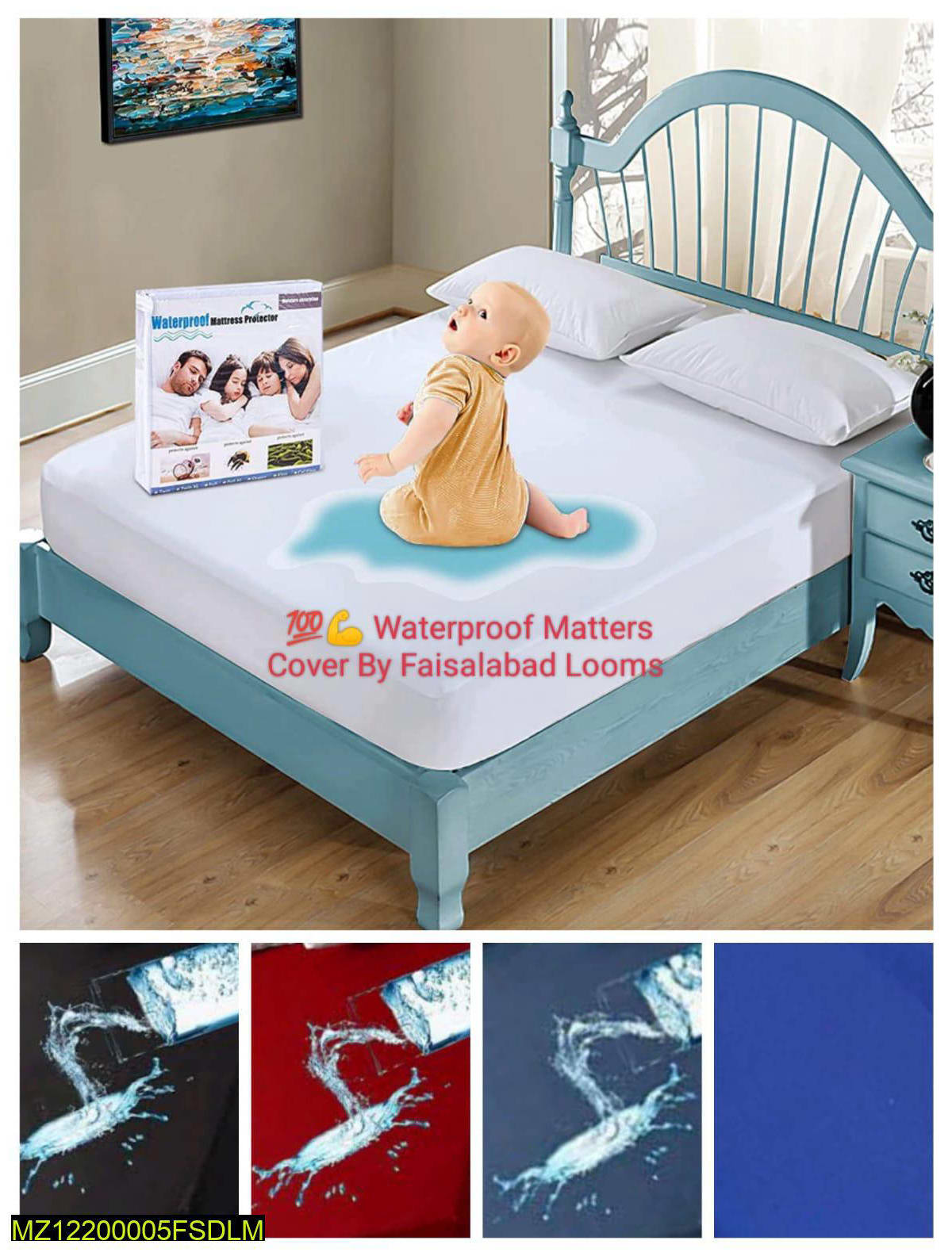 King Size Waterproof Mattress Protector - Terry Fabric, PU Laminated, Joint-Free 72x78" Fitted Cover