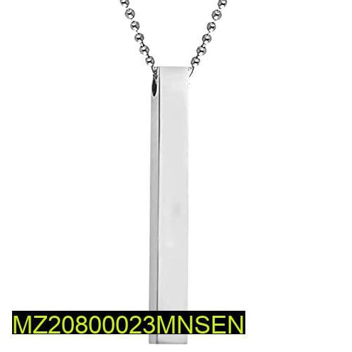 Pack of 2 Stainless Steel Vertical Bar Necklaces – Elegant Silver & Black Pendant Jewelry for Men & Women