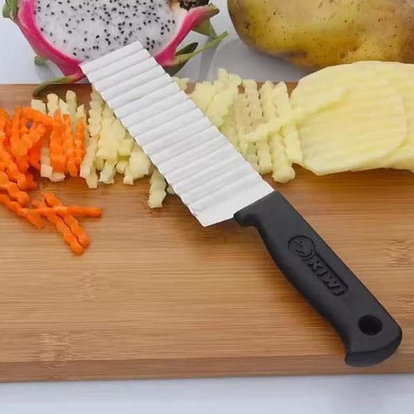 Professional Grade Potato & Vegetable Cutter – Durable Black Stainless Steel Design