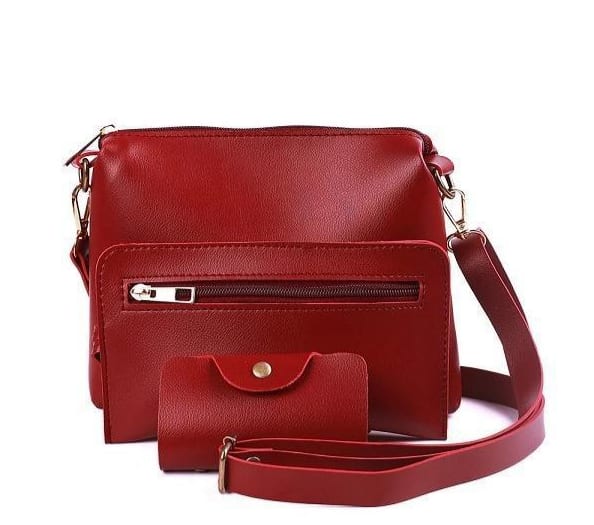 4-Piece Women’s PU Leather Shoulder Bag Set with Pouch, Clutch & Card Diary