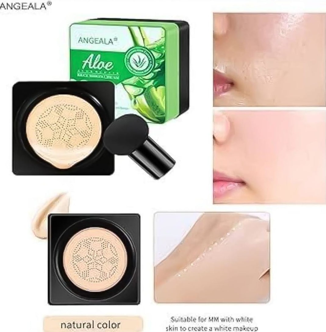 Aloe Vera Air Cushion BB Cream – Hydrating Gel Formula, Natural Beige Shade with Medium Coverage & Dewy Finish