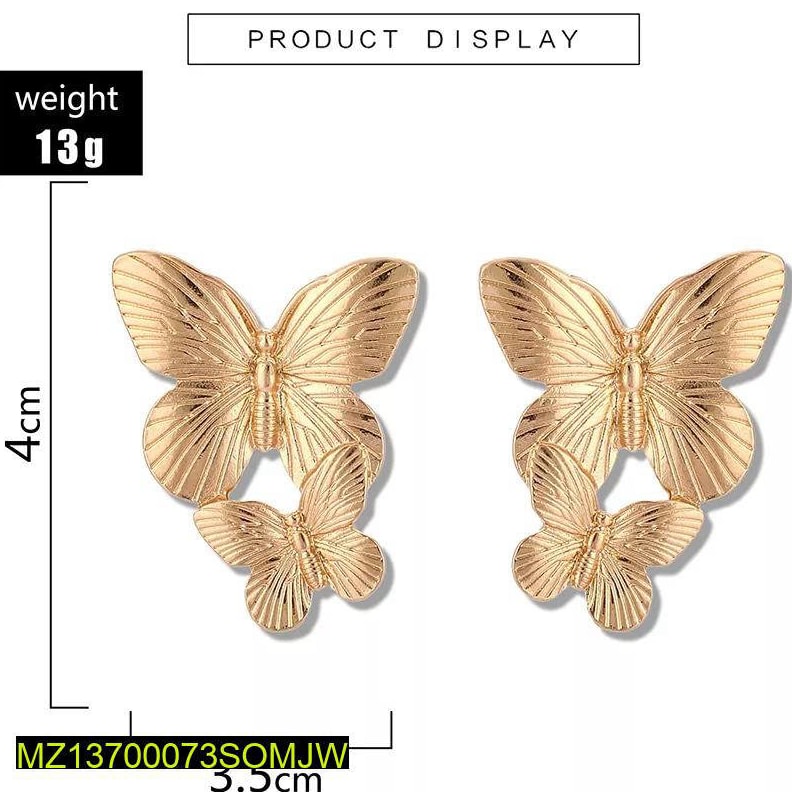 Elegant Gold Plated Butterfly Drop Earrings – Korean & Western Style Lightweight Fashion Jewelry for Women & Girls in Pakistan