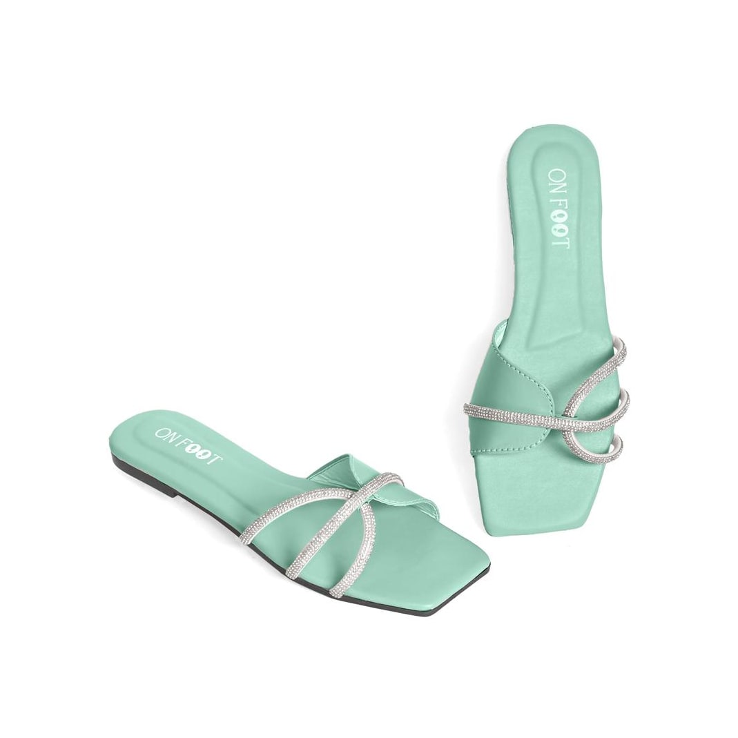 Women's Green Rexine Fancy Flats - Comfortable Formal Casual Footwear for Office & Everyday Wear | Sizes 36-41