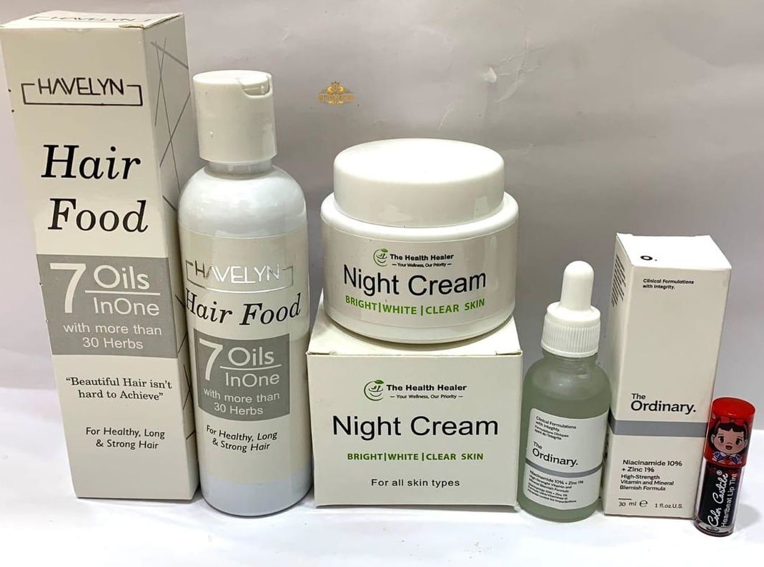 3-in-1 Skincare & Haircare Beauty Bundle | Hair Oil, Niacinamide Serum & Night Cream for Radiant Skin & Strong Hair