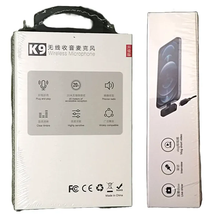 K9 Collar Wireless Microphone - Lavalier Mic for iPhone, Android & Type-C Devices -K-9 Wireless Microphone