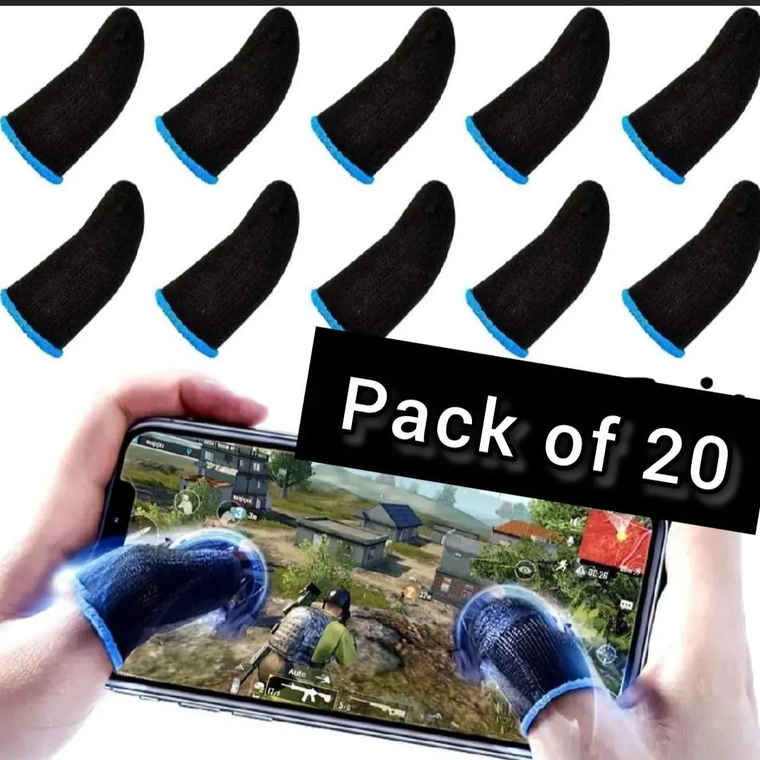 Gaming Thumb Sleeves Pack of 20 | Anti-Sweat, Ultra-Smooth for PUBG, Free Fire & Mobile Gaming