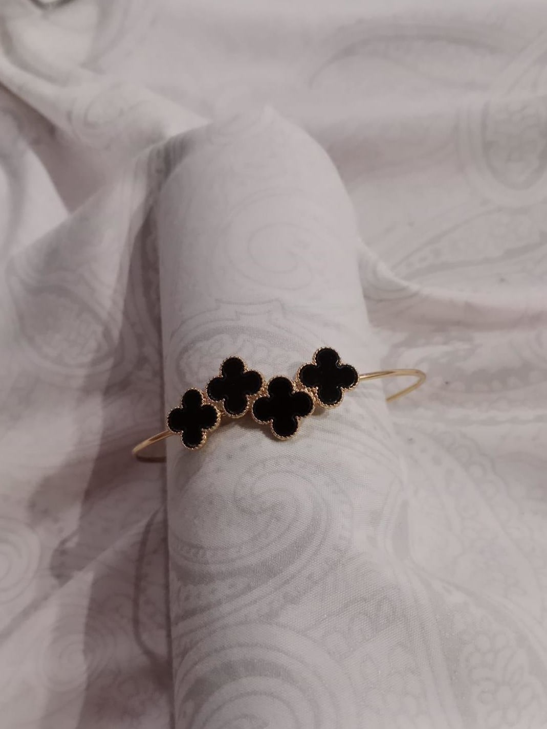 Antique Gold Plated Stainless Steel Kara Bracelet for Women with Artificial Stones