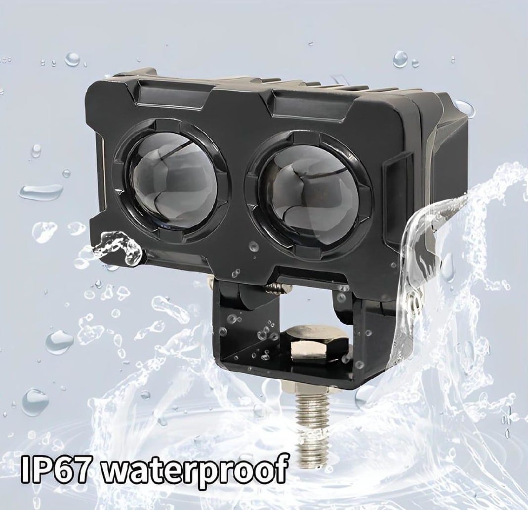 Motorcycle Robot Dual Color LED Driving Lights – Waterproof High-Intensity White & Yellow Bike Headlights