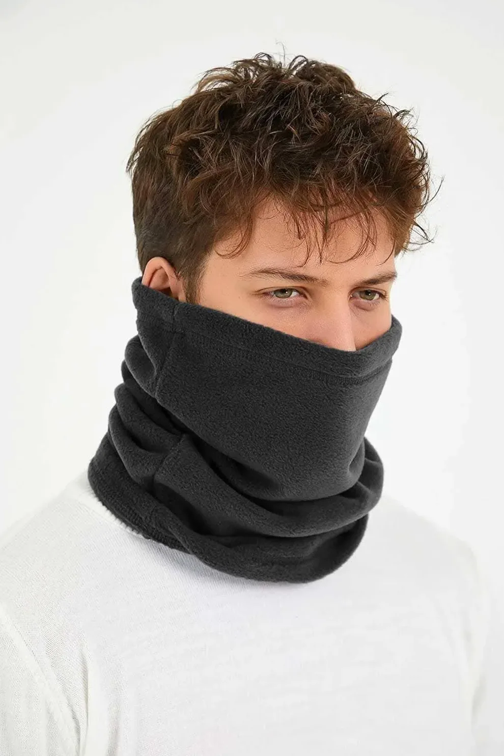 1 Pc Fleece Neck Warmer for Men & Women – Soft, Warm Winter Thermal Neck Cover (Black)