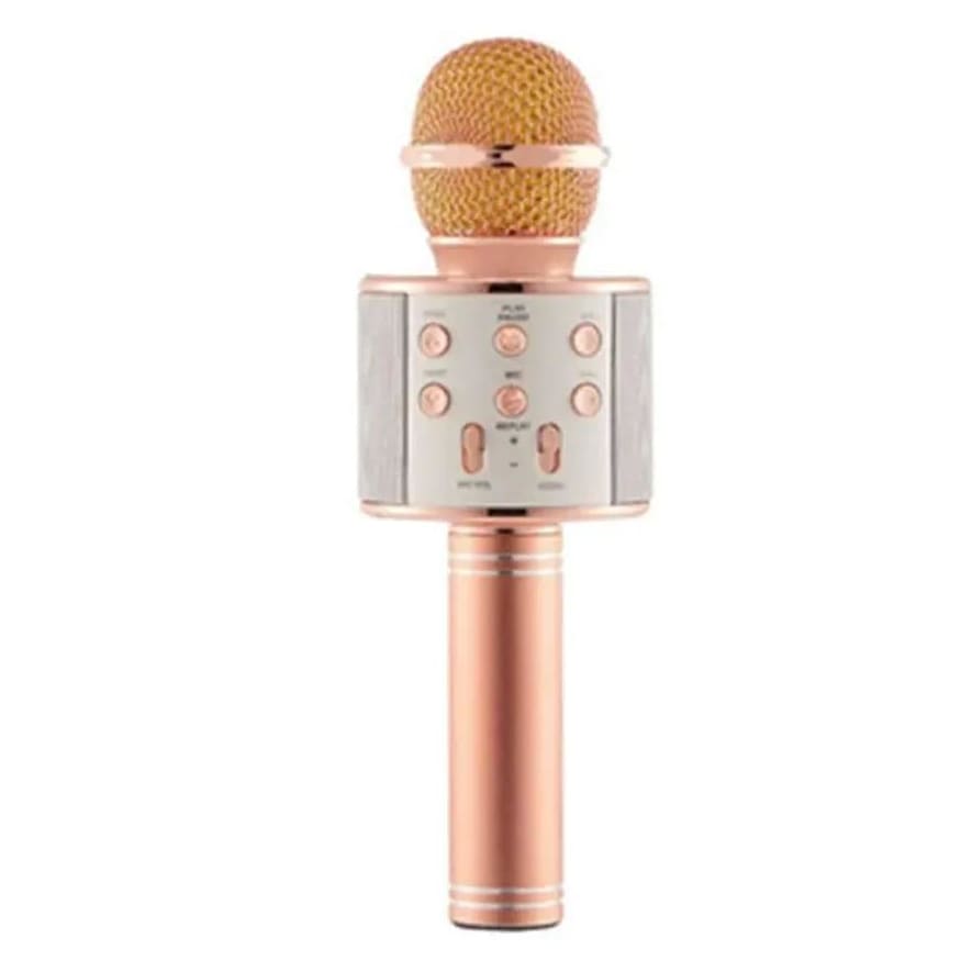 Premium Rose Gold Wireless Karaoke Microphone with Speaker – Rechargeable Bluetooth Mic for Parties & Home Use in Pakistan