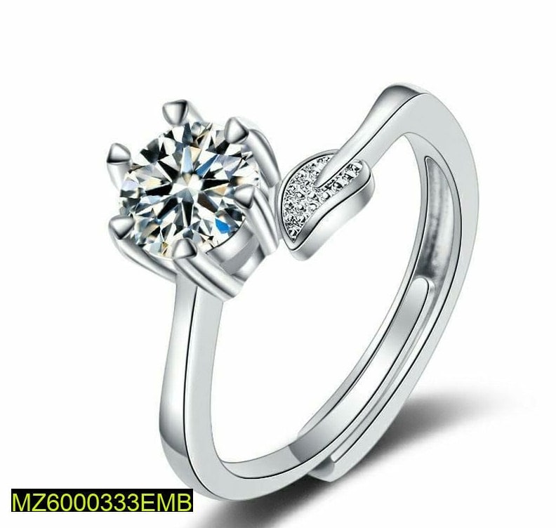 Elegant Adjustable Cubic Zirconia Ring for Women & Girls – Silver Plated Trendy Fashion Jewelry