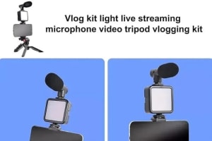 Professional All-in-One Vlogging Kit – Portable Content Creation Set with Tripod & Lighting for YouTube, TikTok, and Photography – Durable ABS – Universal Compatibility (Black)