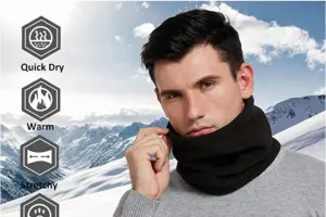 1 Pc Fleece Neck Warmer for Men & Women – Soft, Warm Winter Thermal Neck Cover (Black)