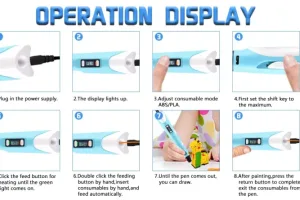 3D Printing Pen with LCD Display, Includes 3 Random PLA Filament Colors – Creative Drawing Tool for Kids and Adults