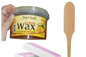 Magic Touch 3-in-1 Lemon Wax Hair Removal Kit - 400ml Wax, 50 Strips & Spatula for Smooth Skin