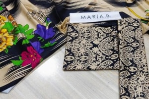 Maria B. Linen 3 Piece Unstitched Suit – Winter Collection Digital Printed Black