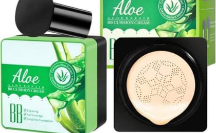 Aloe Vera Air Cushion BB Cream – Hydrating Gel Formula, Natural Beige Shade with Medium Coverage & Dewy Finish