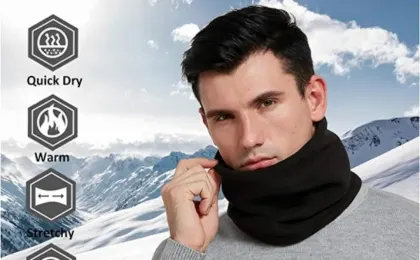1 Pc Fleece Neck Warmer for Men & Women – Soft, Warm Winter Thermal Neck Cover (Black)