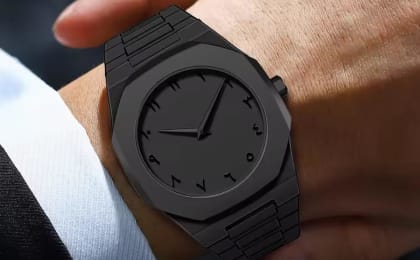 Men’s Black Carbon Fiber Analogue Watch with Quartz Movement