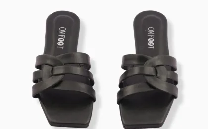 Loom Step 039 Black Women's Flats | Textured Rexine Formal & Casual Shoes