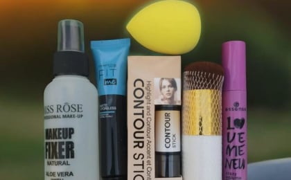 6-in-1 Complete Makeup Kit – Fixer, Primer, Contour Stick, Foundation Brush, Mascara & Beauty Blender (Ivory)