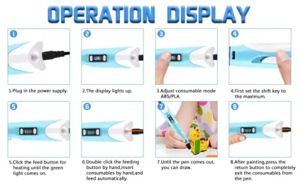 3D Printing Pen with LCD Display, Includes 3 Random PLA Filament Colors – Creative Drawing Tool for Kids and Adults