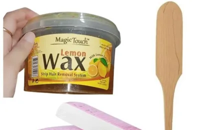 Magic Touch 3-in-1 Lemon Wax Hair Removal Kit - 400ml Wax, 50 Strips & Spatula for Smooth Skin