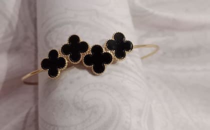 Antique Gold Plated Stainless Steel Kara Bracelet for Women with Artificial Stones